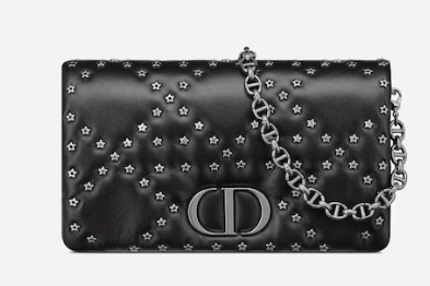 DIOR CARO MACROCANNAGE POUCH Macrocannage Calfskin with Star Motif S5135UNH black