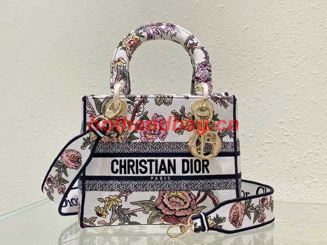 DIOR MEDIUM LADY D-LITE BAG Multicolor Dior Jardin Botanique Embroidery M0565