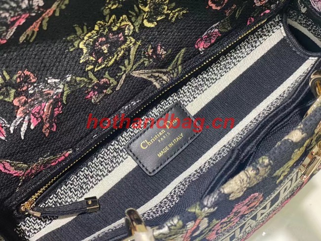 MEDIUM LADY D-LITE BAG Black Multicolor Dior Jardin Botanique Embroidery M0565O