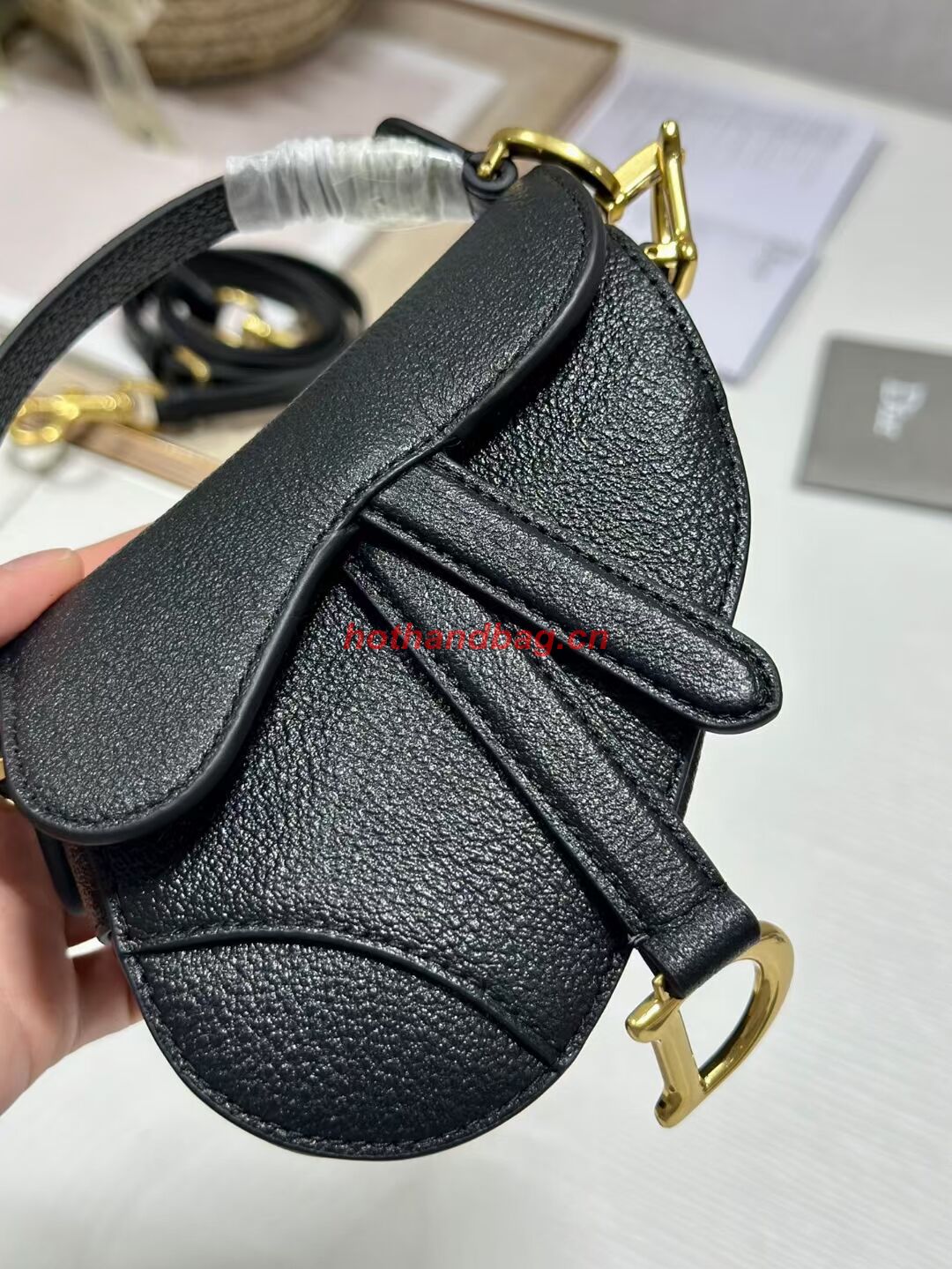 DIOR MICRO SADDLE BAG Antique Goatskin S5685CC black