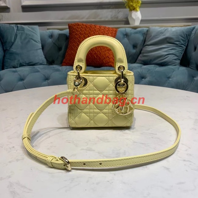 MICRO LADY DIOR BAG Mustard Yellow Cannage Lambskin S0856O