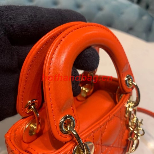 MICRO LADY DIOR BAG Scarlet Cannage Lambskin S0856O orange&gold