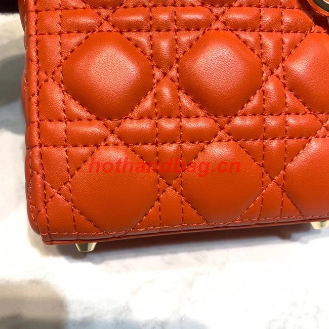 MICRO LADY DIOR BAG Scarlet Cannage Lambskin S0856O orange&gold