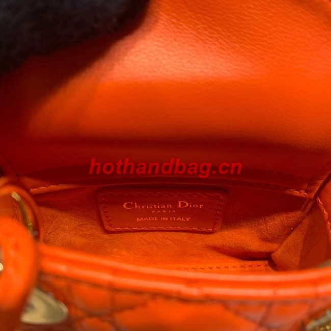 MICRO LADY DIOR BAG Scarlet Cannage Lambskin S0856O orange&gold