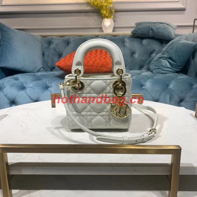 MICRO LADY DIOR BAG Scarlet Cannage Lambskin S0856O white&gold