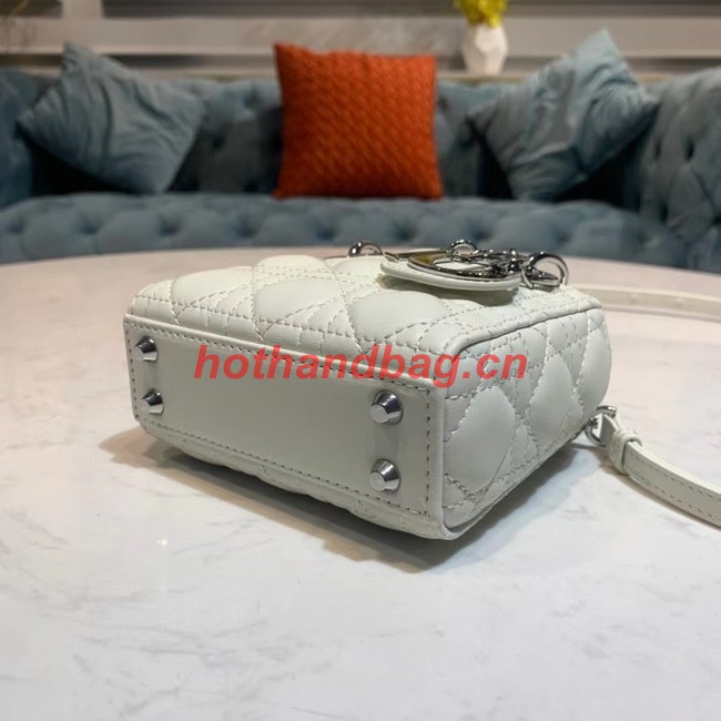 MICRO LADY DIOR BAG Scarlet Cannage Lambskin S0856O white&silver