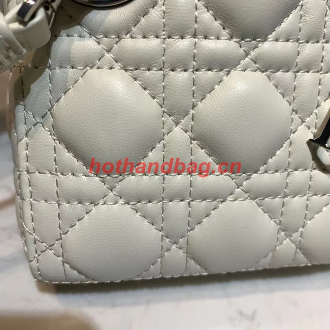 MICRO LADY DIOR BAG Scarlet Cannage Lambskin S0856O white&silver