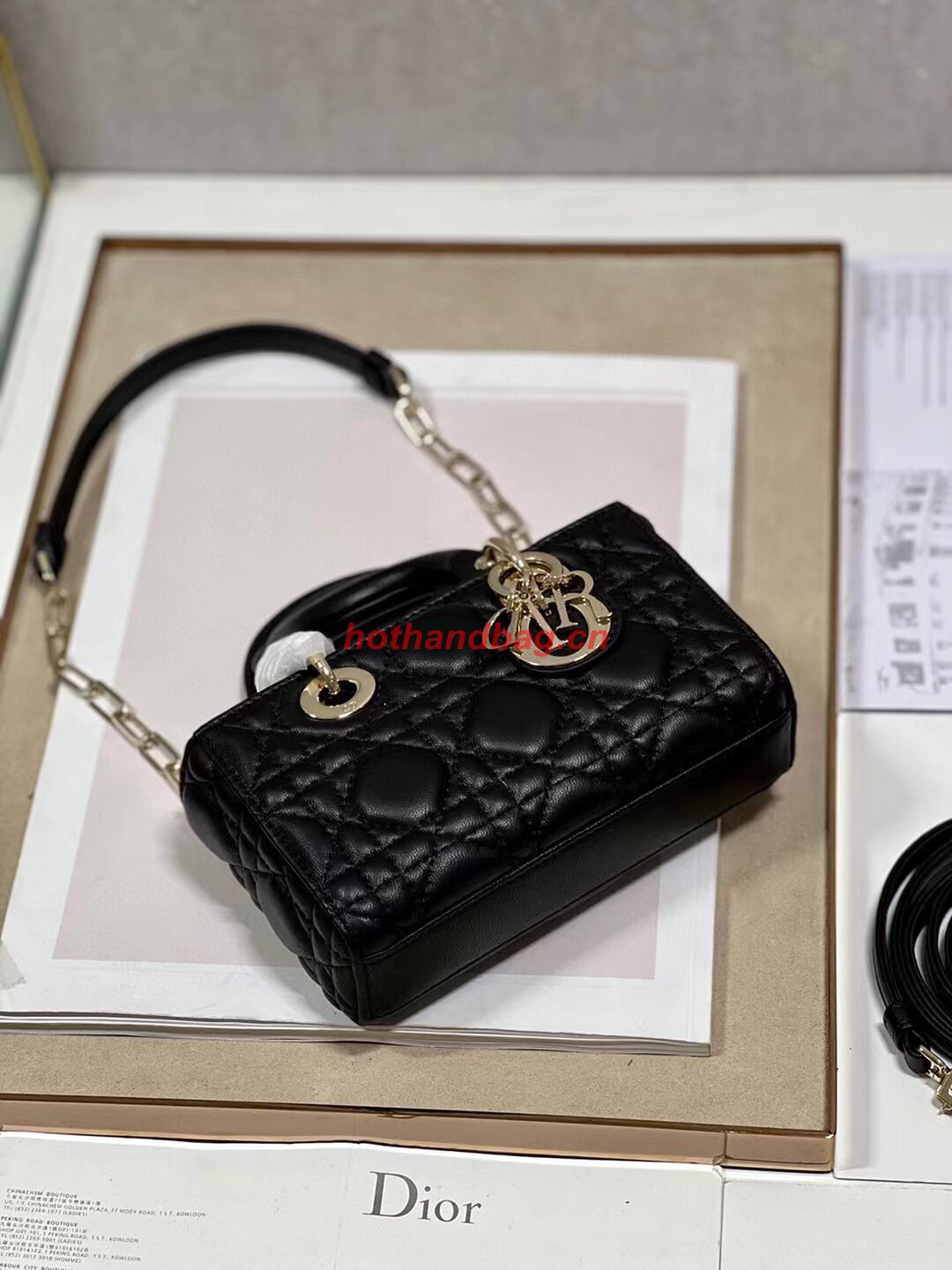 DIOR MICRO LADY D-JOY BAG Cannage Lambskin S0910 black