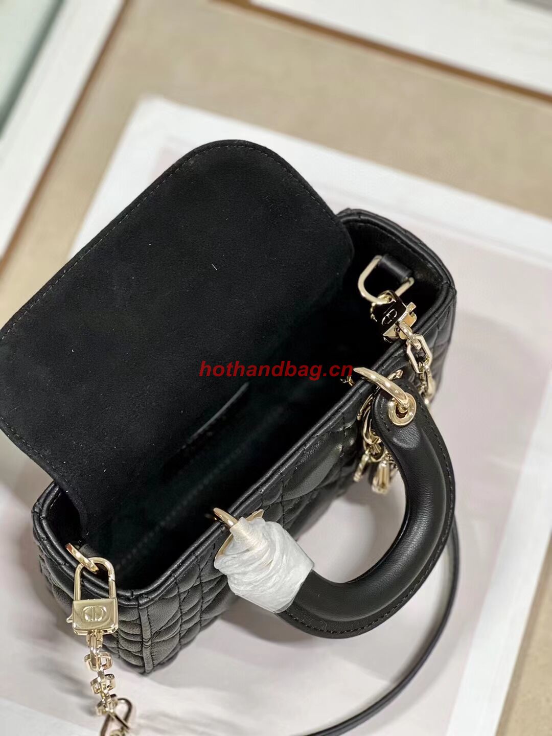 DIOR MICRO LADY D-JOY BAG Cannage Lambskin S0910 black