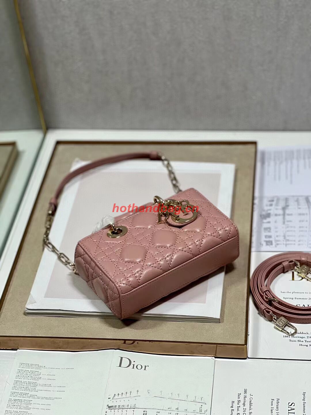 DIOR MICRO LADY D-JOY BAG Cannage Lambskin S0910 pink