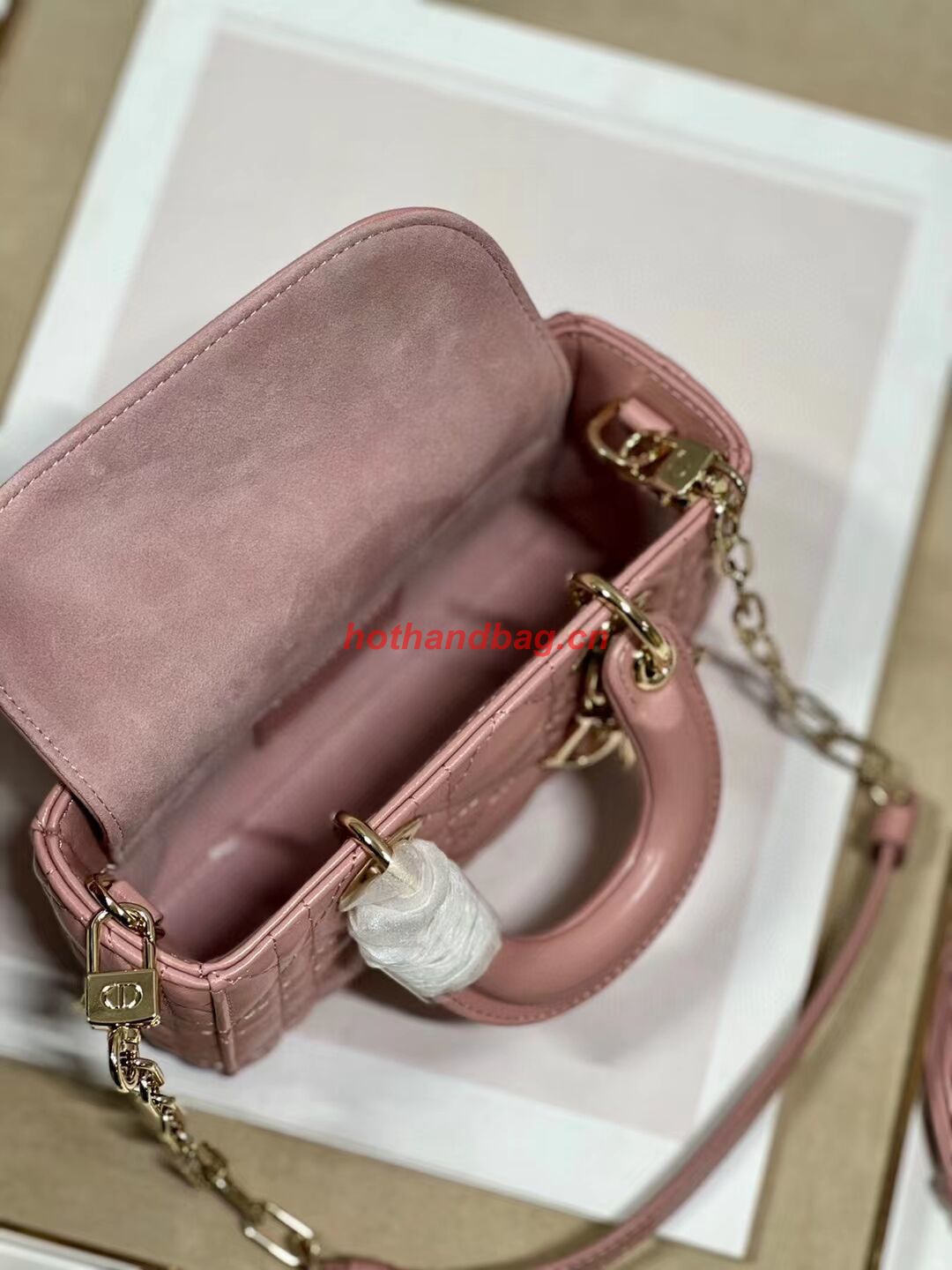 DIOR MICRO LADY D-JOY BAG Cannage Lambskin S0910 pink