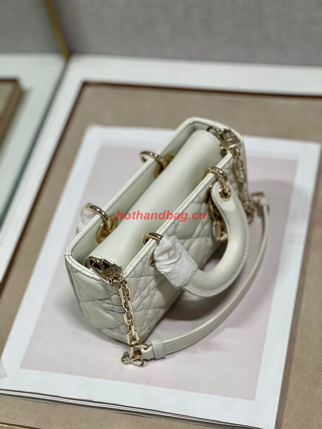 DIOR MICRO LADY D-JOY BAG Cannage Lambskin S0910 white