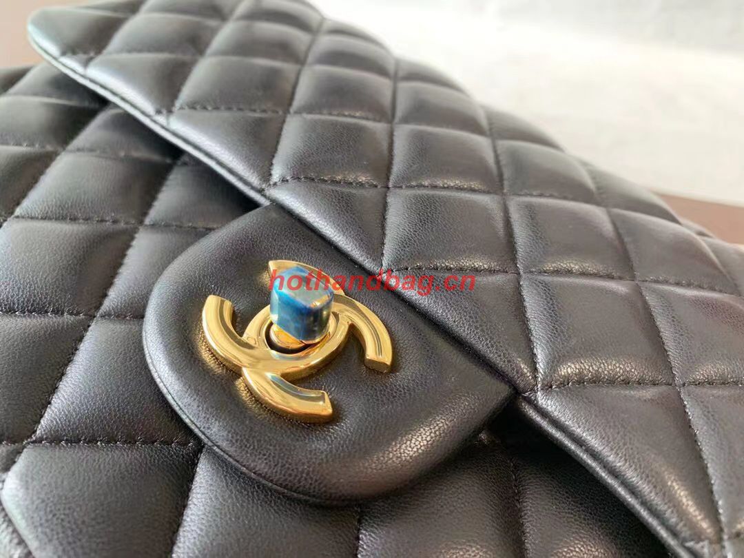 CHANEL Classic Handbag Lambskin Black 01112 & gold-Tone Metal