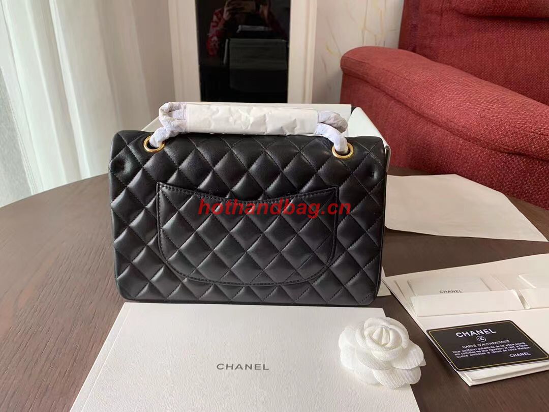 CHANEL Classic Handbag Lambskin Black 01112 & gold-Tone Metal