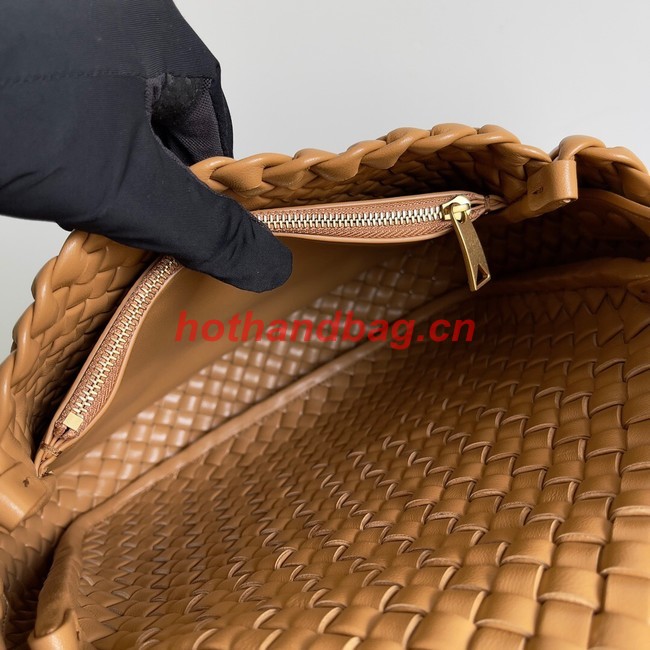 Bottega Veneta Small padded intreccio leather shoulder bag 709418 Caramel