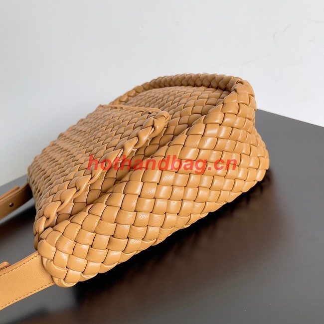 Bottega Veneta Small padded intreccio leather shoulder bag 709418 Caramel