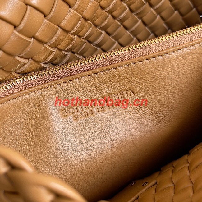 Bottega Veneta Small padded intreccio leather shoulder bag 709418 Caramel