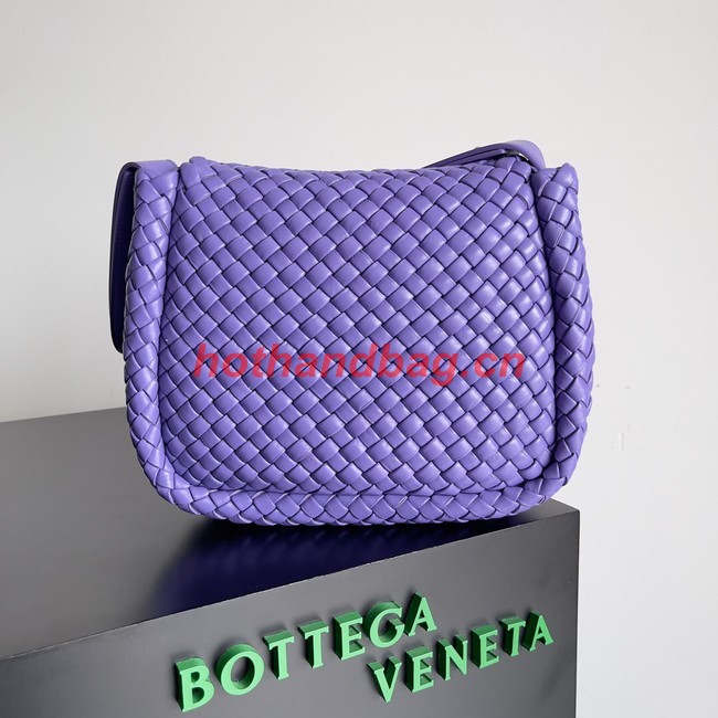 Bottega Veneta Small padded intreccio leather shoulder bag 709418 Purple