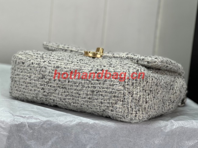 CHANEL 19 HANDBAG Cotton Tweed AS1160 white