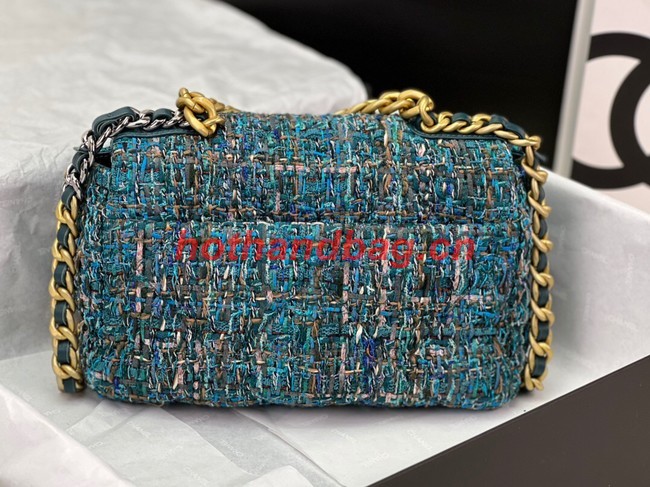 CHANEL 19 HANDBAG Cotton Tweed AS1160 blue