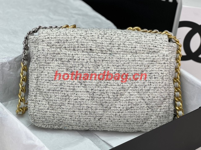 CHANEL 19 HANDBAG Cotton Tweed AS1161 white