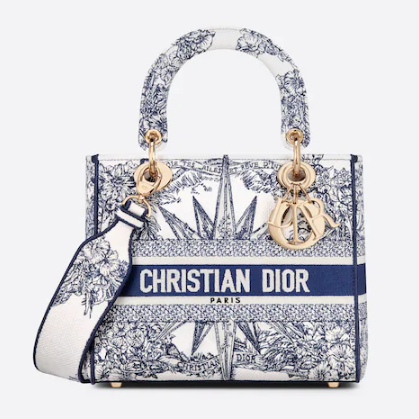 DIOR MEDIUM LADY D-LITE BAG Blue Multicolor Re ve dInfini Embroidery M0565O