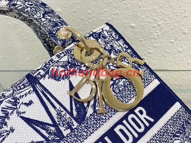 DIOR MEDIUM LADY D-LITE BAG Blue Multicolor Re ve dInfini Embroidery M0565O