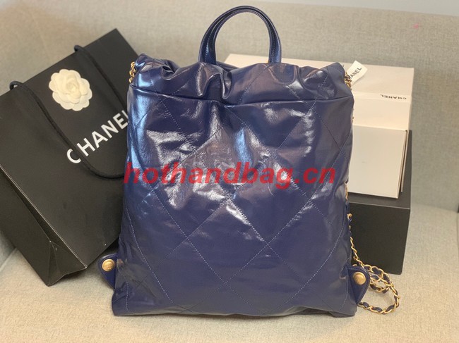 LARGE BACK PACK CHANEL 22 AS3313 DARK BLUE&GOLD