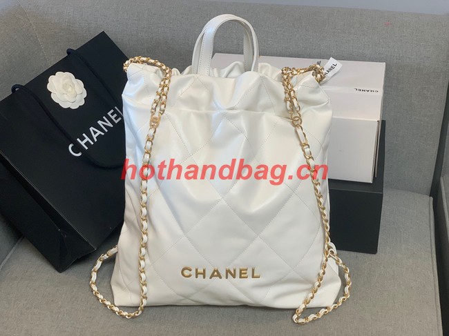 LARGE BACK PACK CHANEL 22 AS3313 WHITE&GOLD