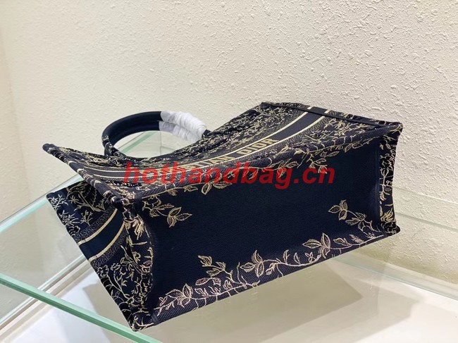 LARGE DIOR BOOK TOTE Black Dior Jardin dHiver Embroidered Cotton with Velvet and Gold-Tone Metallic Thread M1286