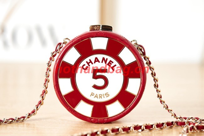 CHANEL CLUTCH WITH CHAIN AP3074 Red & White