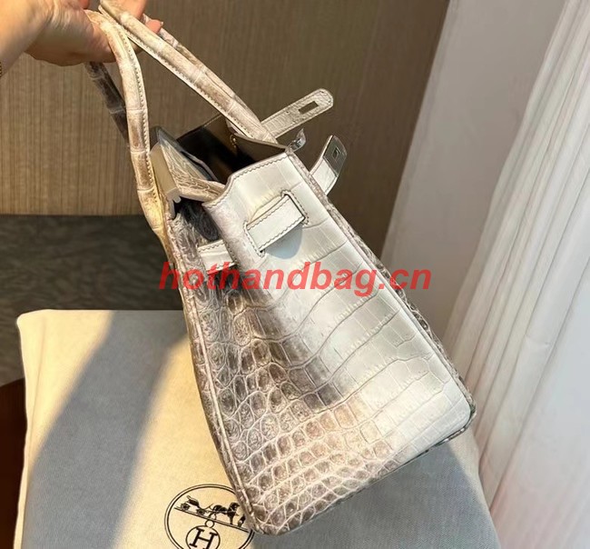 Hermes Birkin 30CM Original South African Nile Crocodile Leather Bag BK25 White&Gray