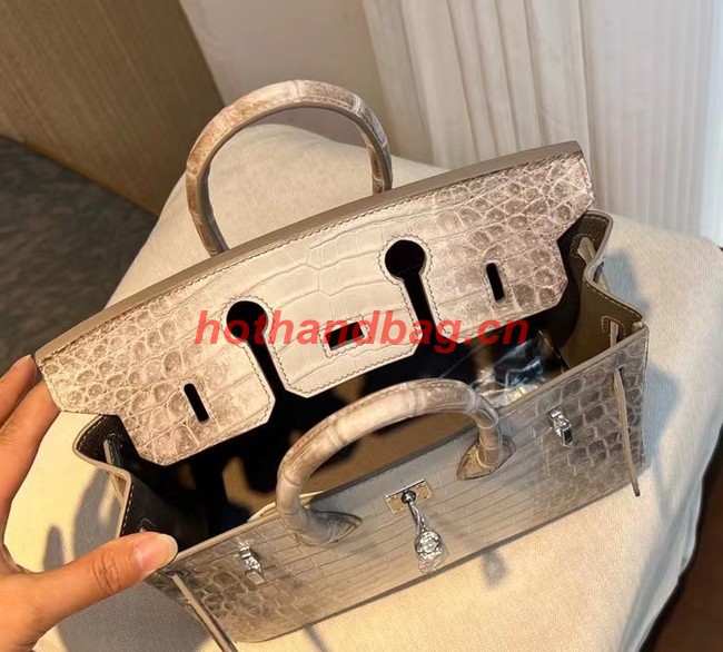 Hermes Birkin 30CM Original South African Nile Crocodile Leather Bag BK30 White&Gray