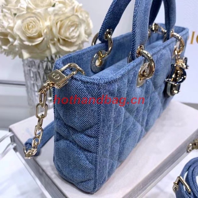 DIOR MEDIUM LADY D-JOY BAG Cannage Denim M0540O blue