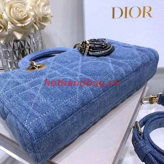 DIOR MEDIUM LADY D-JOY BAG Cannage Denim M0540O blue