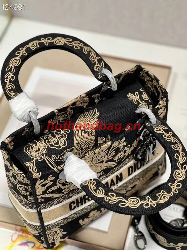 MEDIUM LADY D-LITE BAG Embroidery M0565 black