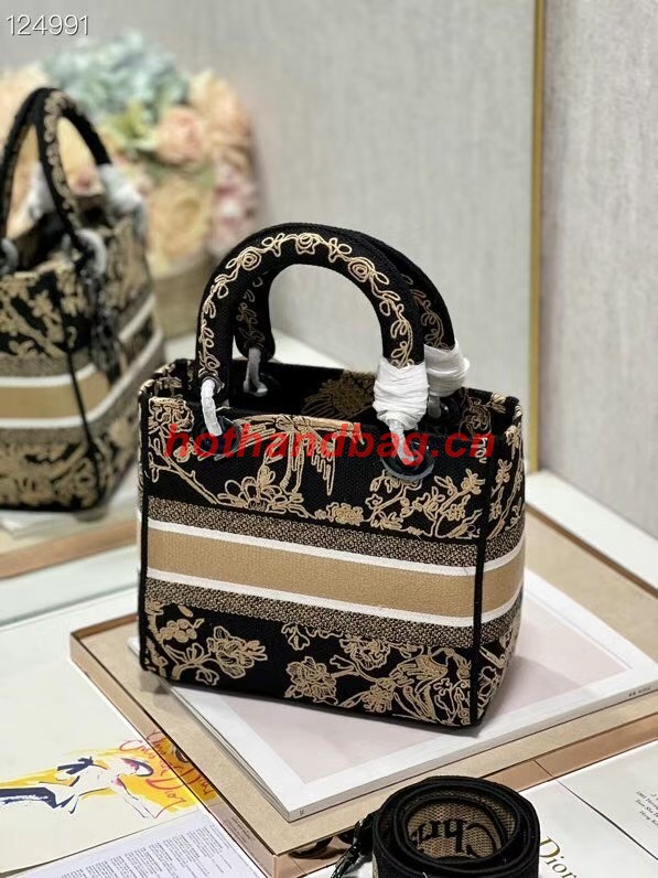 MEDIUM LADY D-LITE BAG Embroidery M0565 black