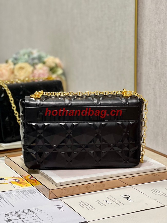 MEDIUM DIOR CARO BAG Cannage Calfskin with Diamond Motif M9241UW black&gold