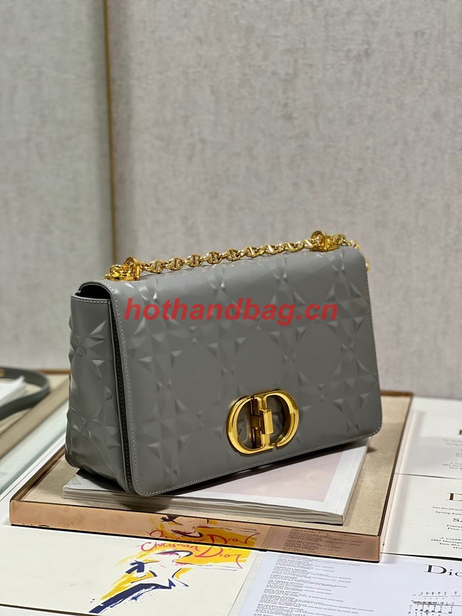 MEDIUM DIOR CARO BAG Cannage Calfskin with Diamond Motif M9241UW gray&gold