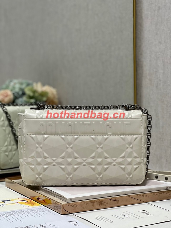 MEDIUM DIOR CARO BAG Cannage Calfskin with Diamond Motif M9241UW white&black