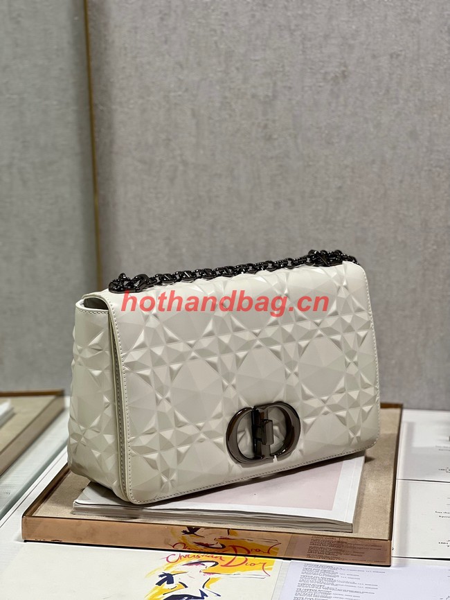 MEDIUM DIOR CARO BAG Cannage Calfskin with Diamond Motif M9241UW white&black