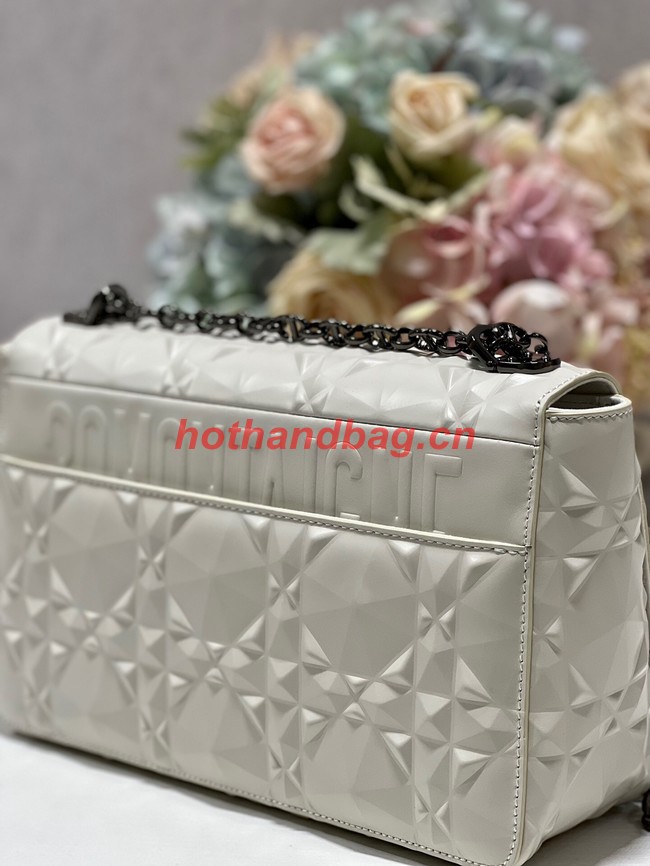 MEDIUM DIOR CARO BAG Cannage Calfskin with Diamond Motif M9241UW white&black