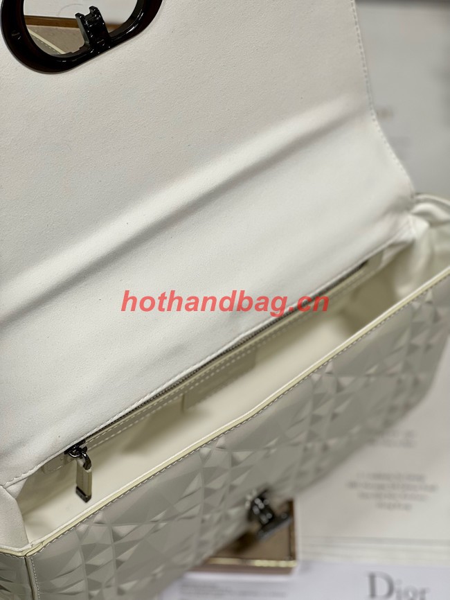 MEDIUM DIOR CARO BAG Cannage Calfskin with Diamond Motif M9241UW white&black