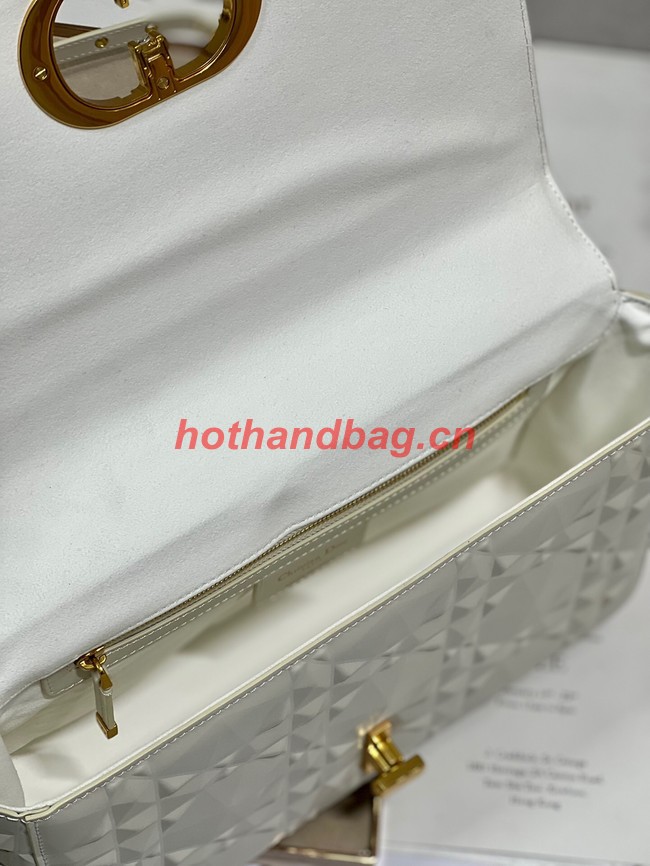 MEDIUM DIOR CARO BAG Cannage Calfskin with Diamond Motif M9241UW white&gold