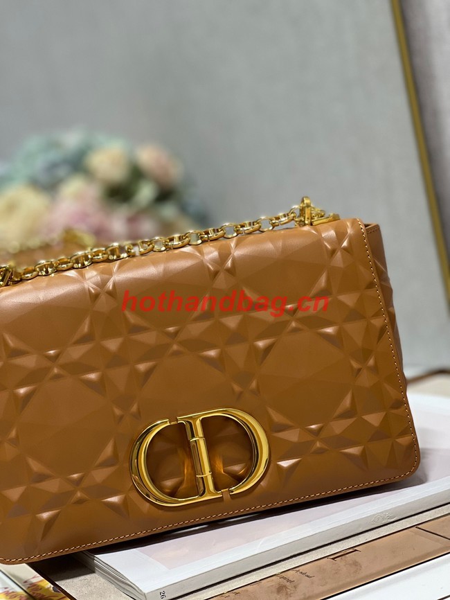 MEDIUM DIOR CARO BAG Cannage Calfskin with Diamond Motif M9242UW brown&gold