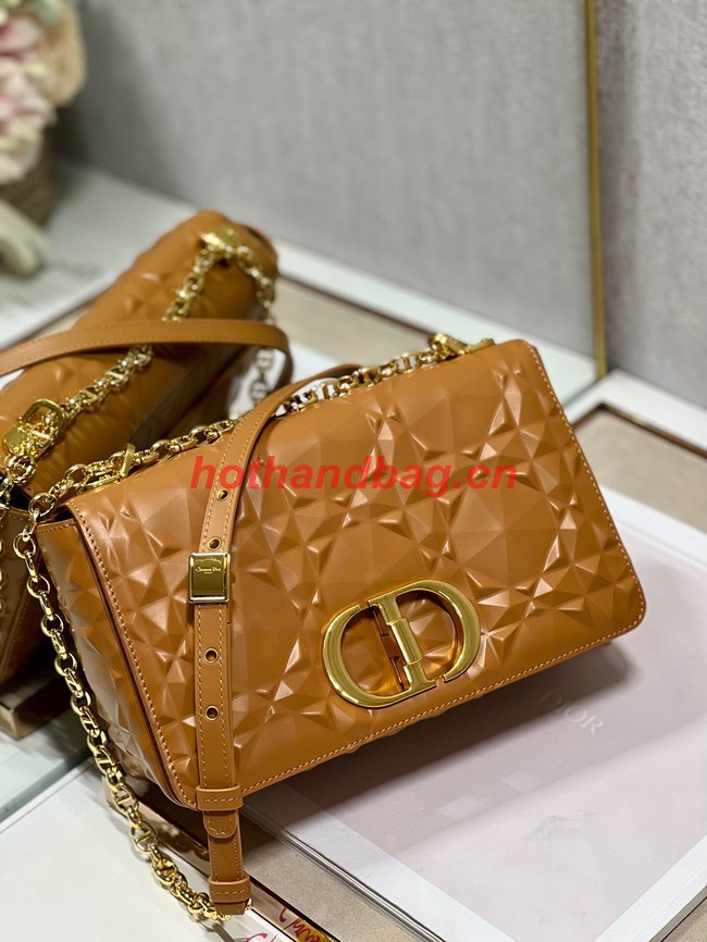 MEDIUM DIOR CARO BAG Cannage Calfskin with Diamond Motif M9242UW brown&gold