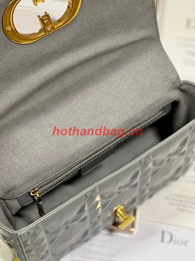 MEDIUM DIOR CARO BAG Cannage Calfskin with Diamond Motif M9242UW gray&gold