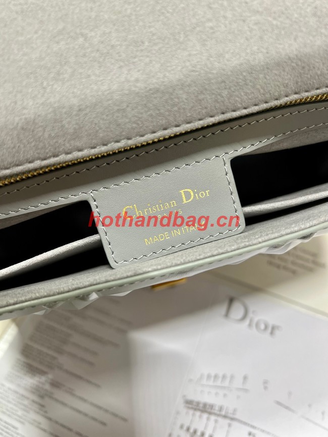 MEDIUM DIOR CARO BAG Cannage Calfskin with Diamond Motif M9242UW gray&gold