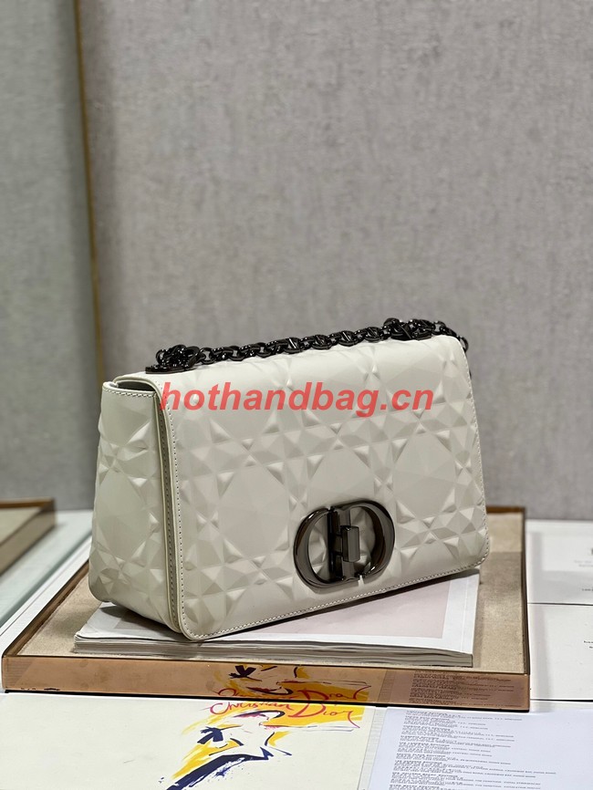 MEDIUM DIOR CARO BAG Cannage Calfskin with Diamond Motif M9242UW white&black