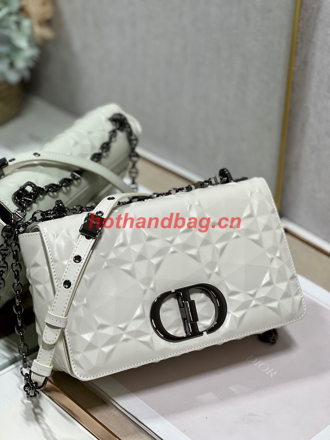 MEDIUM DIOR CARO BAG Cannage Calfskin with Diamond Motif M9242UW white&black